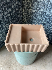 Sample Sale -  Concrete Sink - The Fluted Rectangle - Barely Pink