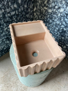 Sample Sale -  Concrete Sink - The Fluted Rectangle - Barely Pink