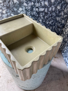 Sample Sale -  Concrete Sink - The Fluted Rectangle - Truffle Shuffle