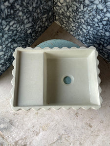 Sample Sale -  Concrete Sink - The Fluted Rectangle - Powder