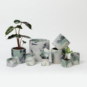 Goodhood x Smith & Goat - Cylinder Concrete Pot - Medium - Green and Lilac