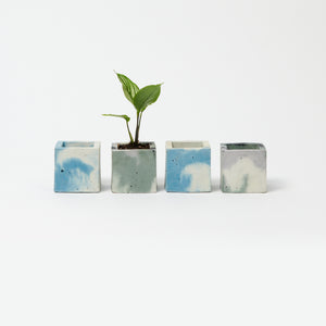 Goodhood x Smith & Goat - Concrete Cube Pot - Small - Green and Lilac