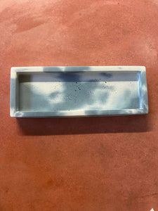 Outlet Concrete Rectangle Tray - Denim and White