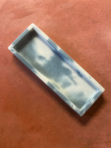 Outlet Concrete Rectangle Tray - Denim and White
