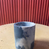 Outlet Set of 3 Small Concrete Cylinders - Denim and White