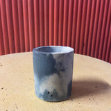 Outlet Set of 3 Small Concrete Cylinders - Denim and White