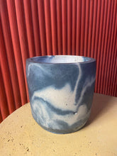 Load image into Gallery viewer, Outlet Cylinder Concrete Pot - Large - Denim and White
