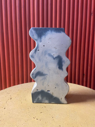 Outlet Concrete Wiggle Vase - Denim and White